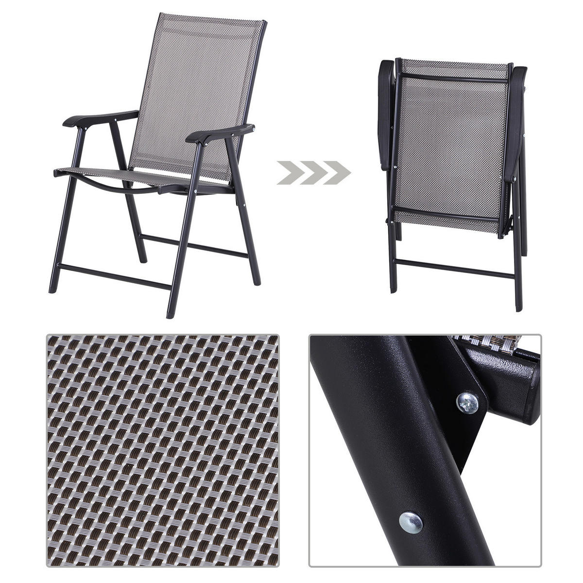 Outsunny Campingstuhl grau Metall B/H/T: ca. 58x94x64 cm Campingstuhl - grau (58,00/94,00/64,00cm) - Outsunny