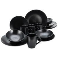 CreaTable Kombiservice Black Matt schwarz Steinzeug 16 tlg. Black Matt - schwarz - CreaTable