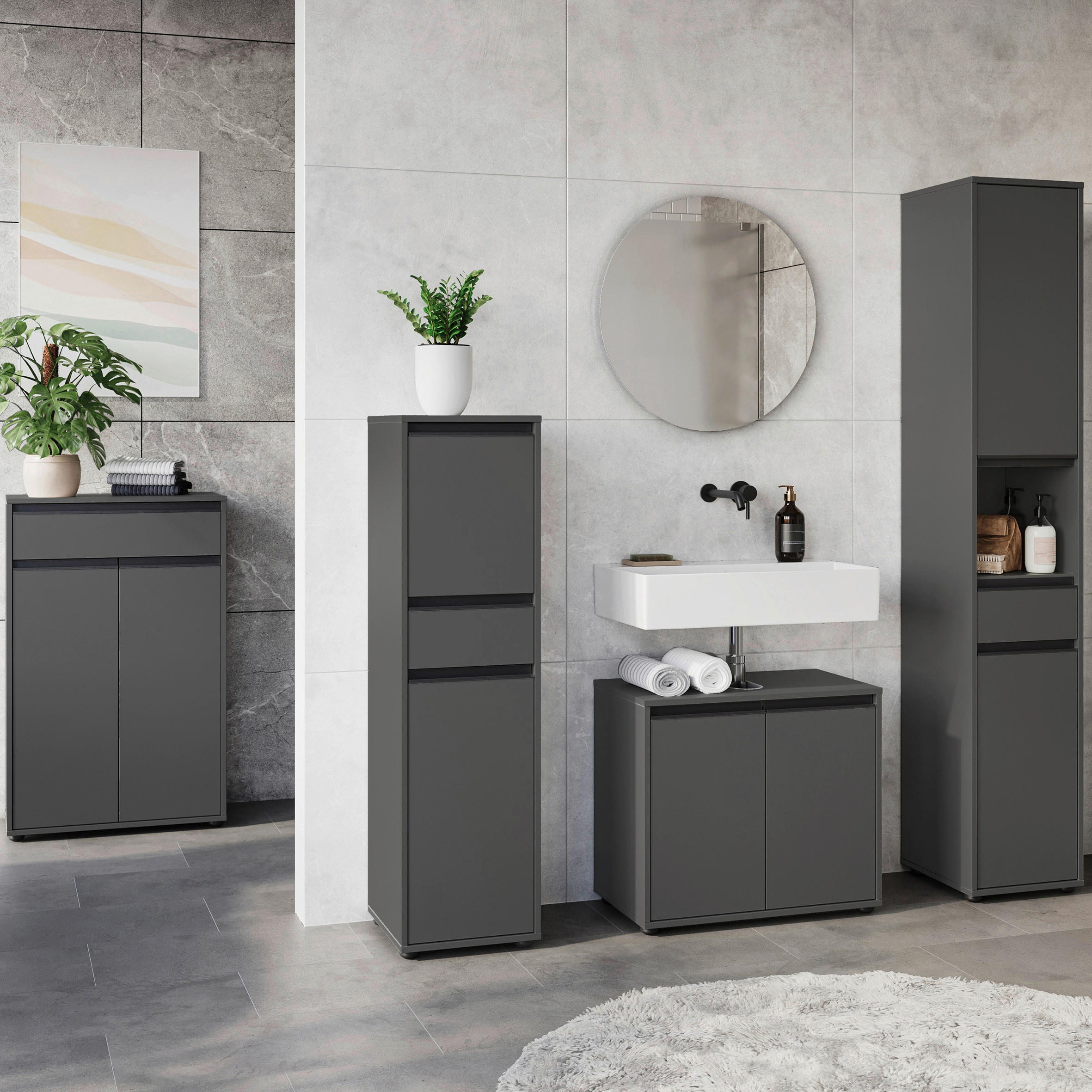 Badezimmer-Set 9933-547 Graphit B/H/T: ca. 249x190x34 cm 9933-547 - Graphit (249,00/190,00/34,00cm) - Germania