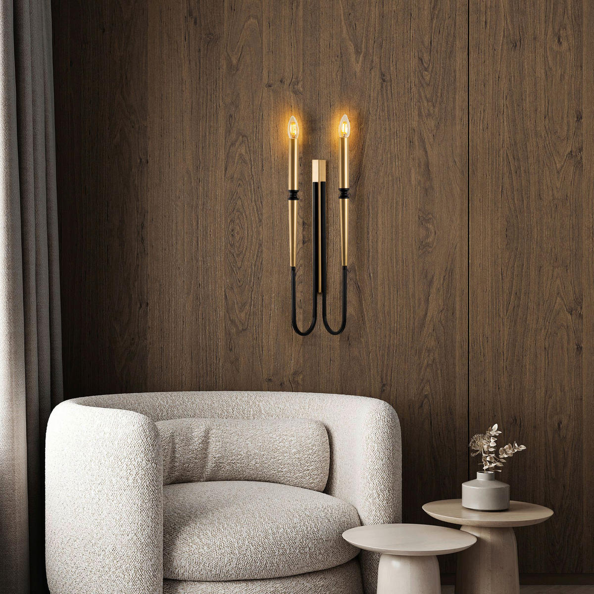 Opviq Wandleuchte schwarz Metall B/H/L: ca. 58x12x18 cm E14 1 Brennstellen Lum - schwarz (18,00/58,00/12,00cm) - Opviq