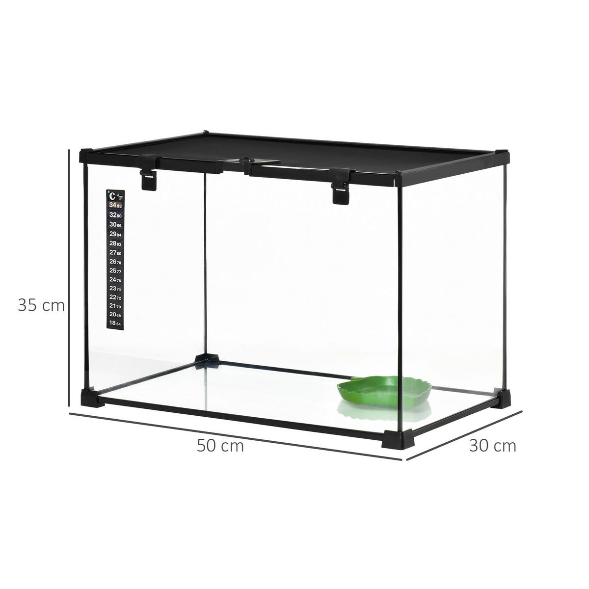 PawHut Terrarium schwarz Edelstahl B/H/L: ca. 30x50x35 cm Terrarium_für_Reptilien - schwarz (35,00/30,00/50,00cm) - PawHut