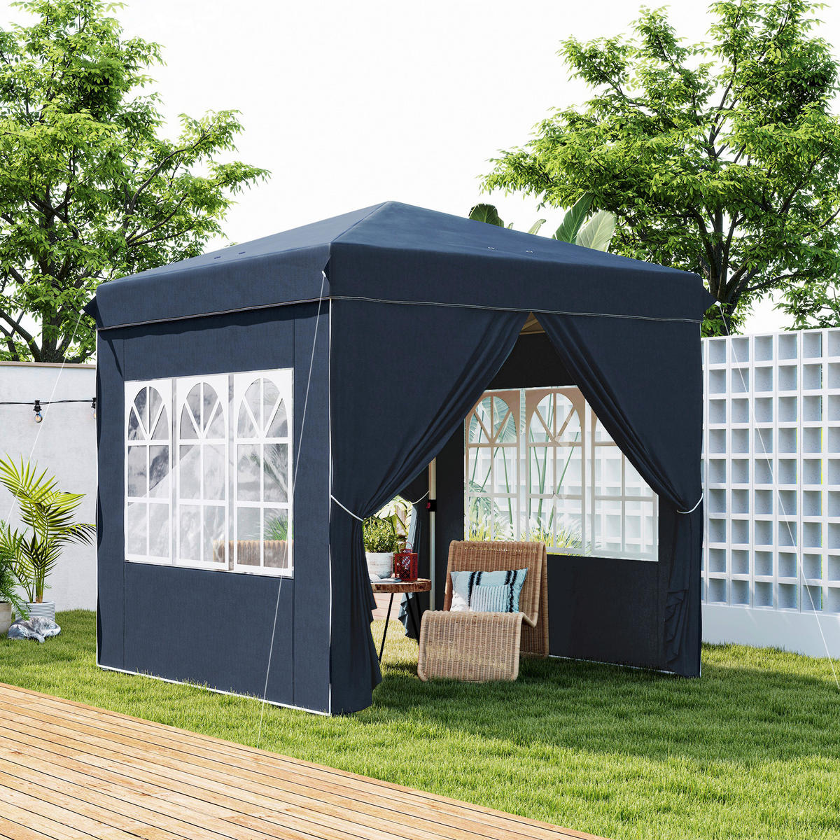 Outsunny Pavillon blau Polyester B/H/L: ca. 248x270x248 cm Pavillon - blau (248,00/248,00/270,00cm) - Outsunny