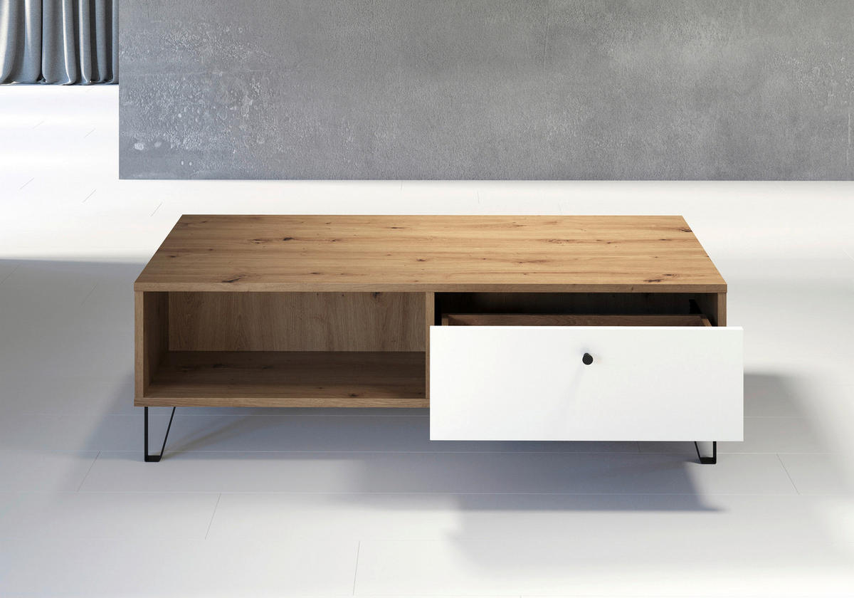 Trendteam TV-Lowboard Touch Eiche Artisan weiß B/H/T: ca. 110x37x60 cm Touch - Eiche/weiß (110,00/37,00/60,00cm) - Trendteam