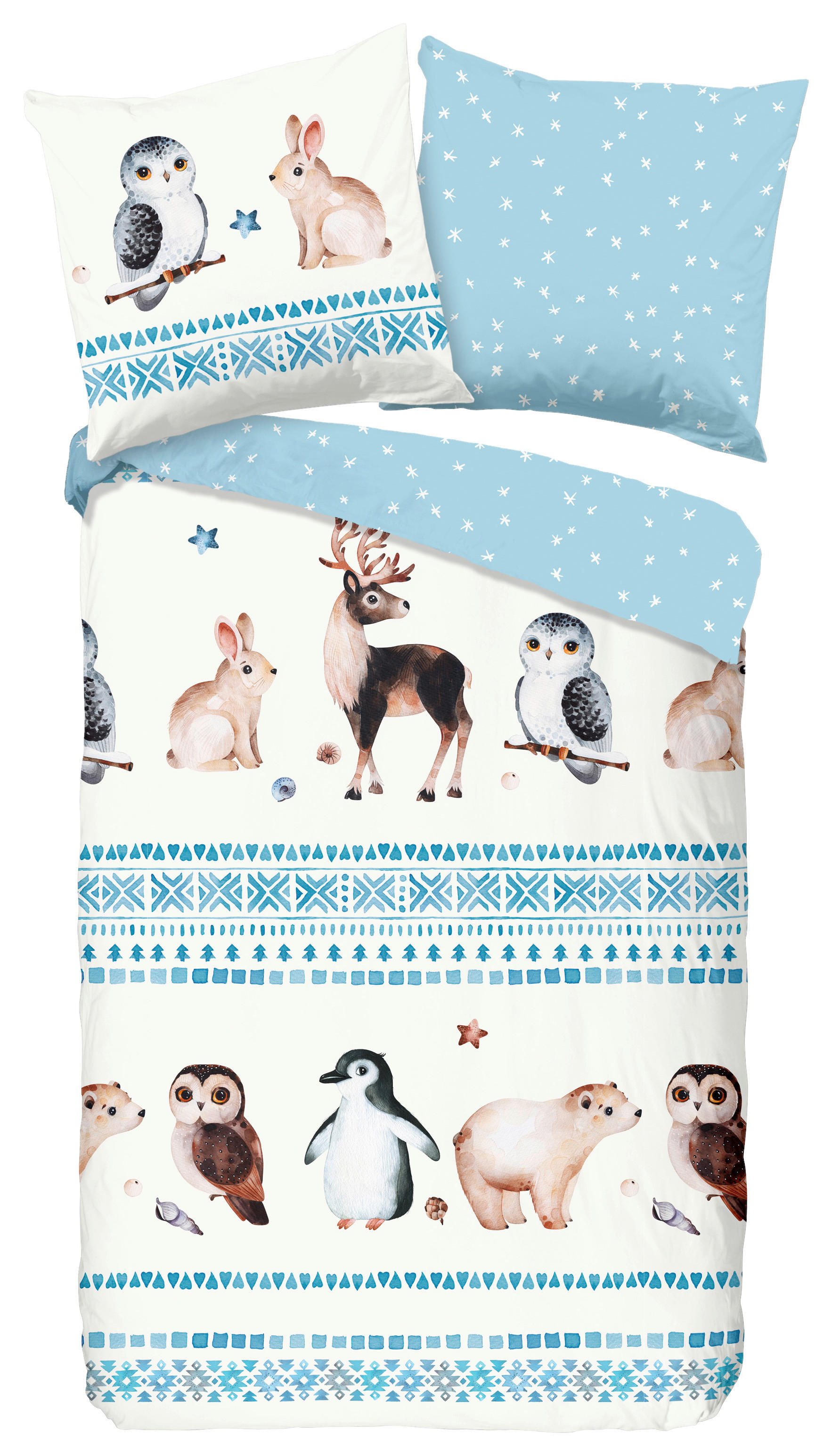 good morning Kinderbettwäsche »Freezing Animals«, Biber, 135x200, Warm, Wei günstig online kaufen