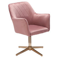 Drehstuhl rosa gold Stoff Eisen Drehstuhl - gold/rosa - Wohnling