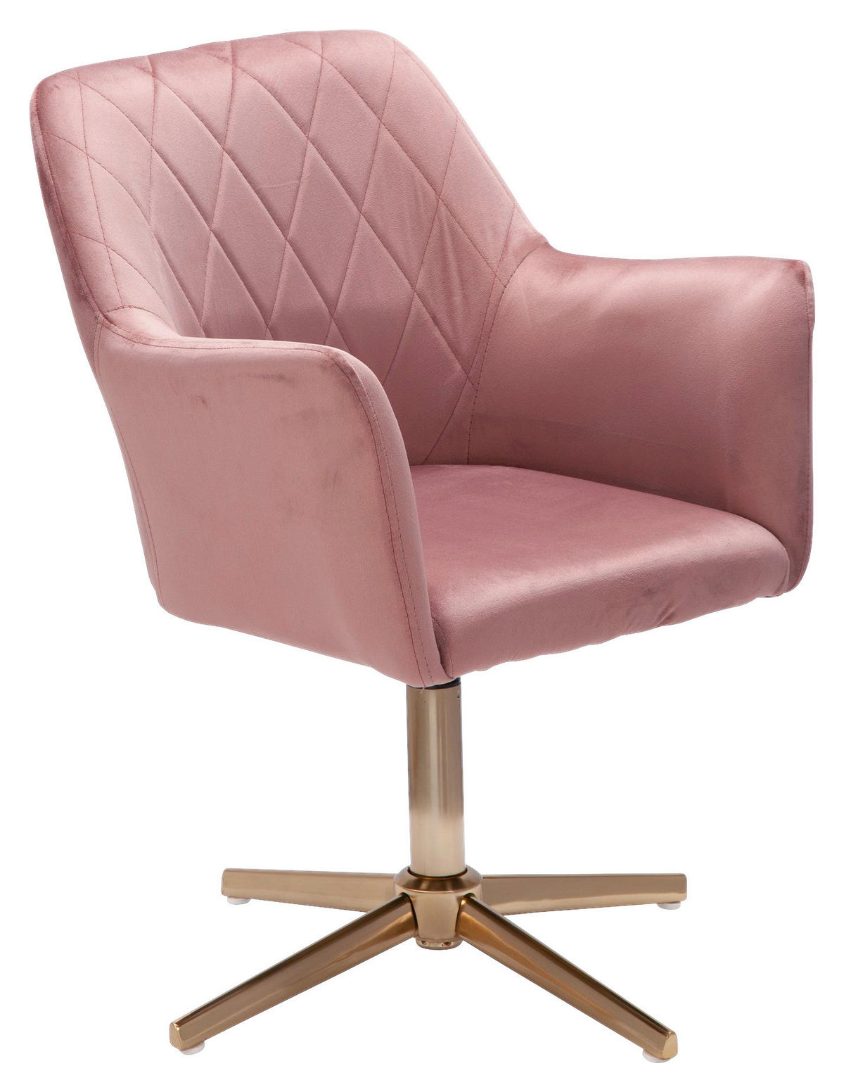 Drehstuhl rosa gold Stoff Eisen Drehstuhl - gold/rosa - Wohnling