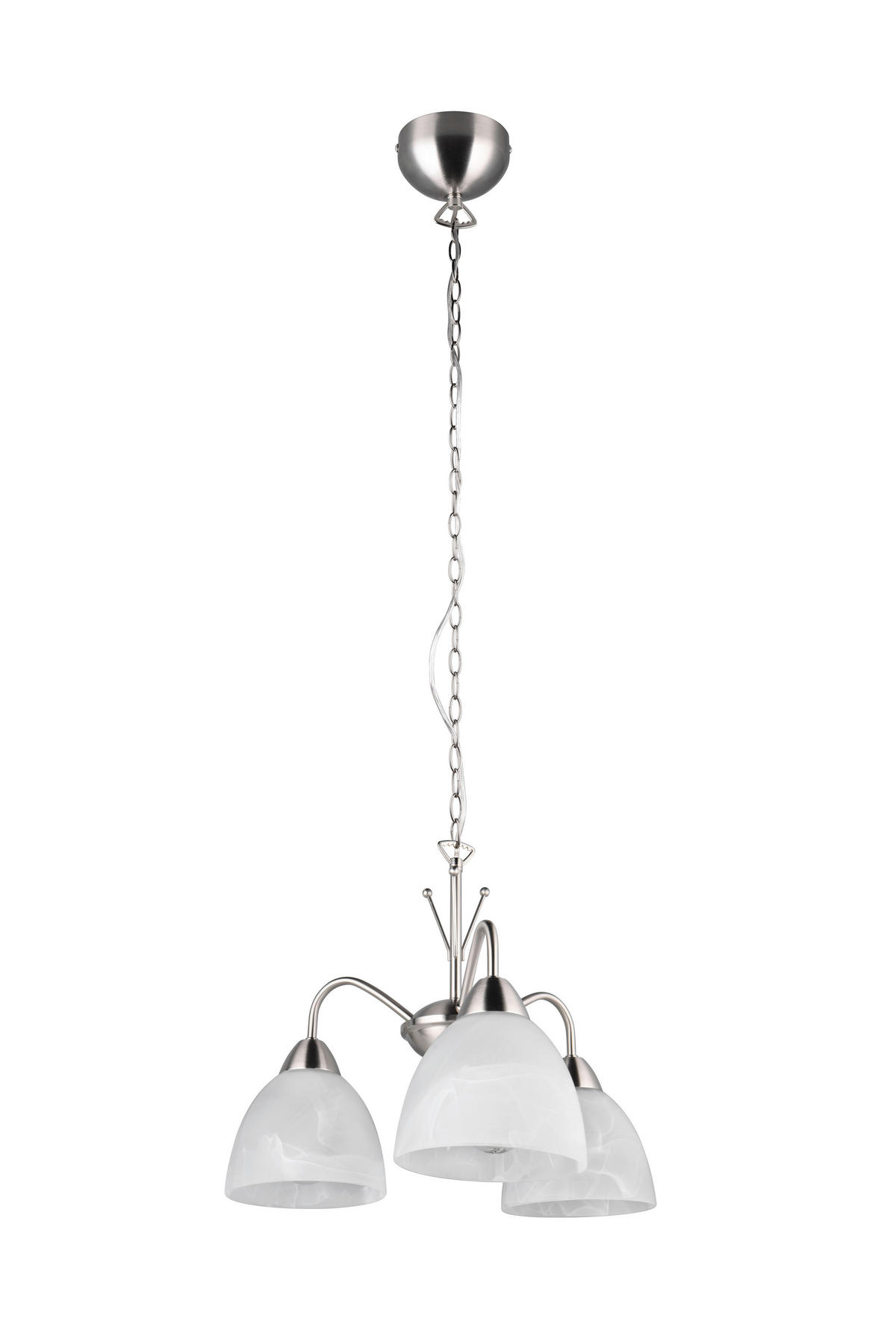 Reality Pendelleuchte Dobby R31053007 nickel weiß Glas PVC Metall H/D: ca. 150x43 cm E27 3 Brennstellen Dobby - nickel/weiß (43,00/150,00cm) - Reality
