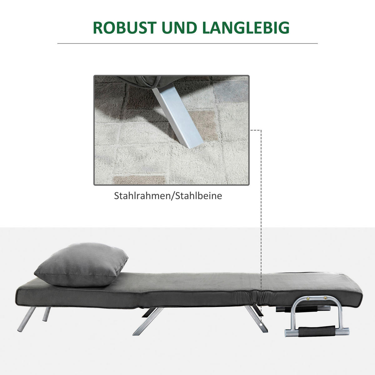 Schlafsofa 833-040 hellgrau Kunstleder B/H/T: ca. 65x80x69 cm 833-040 - hellgrau (65,00/80,00/69,00cm) - HOMCOM
