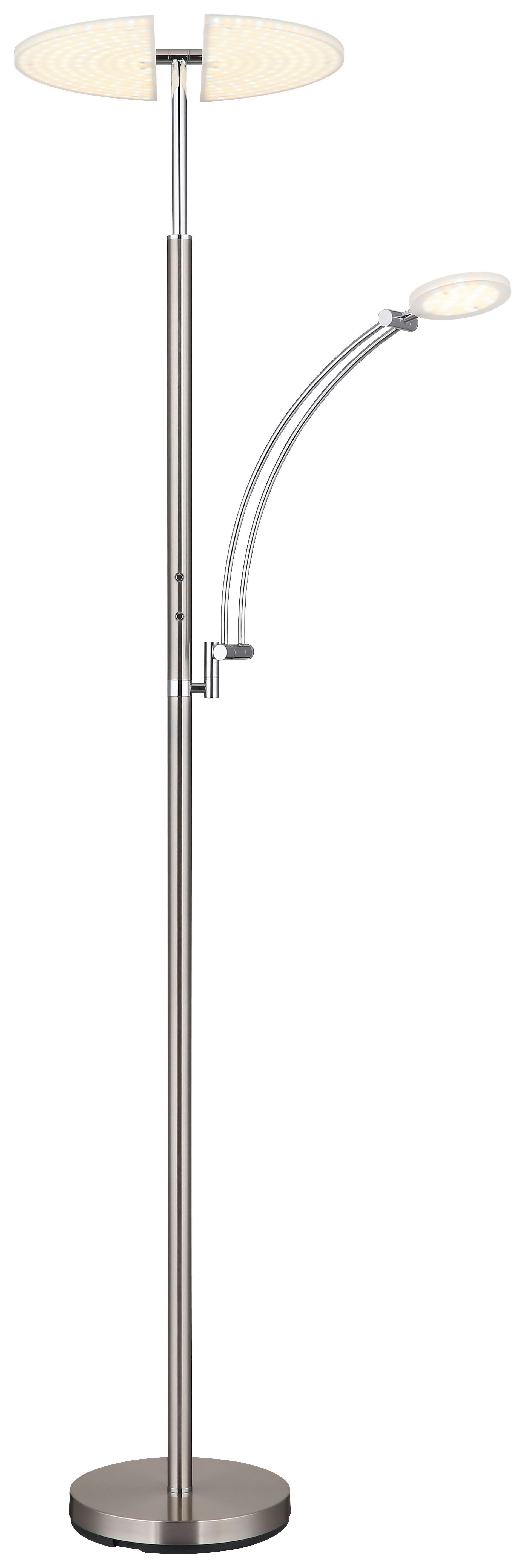 GLOBO LED-Deckenfluter nickel matt Chrom Kunststoff Metall B/H/T: ca. 80x183x40,5 cm 1 Brennstellen TIRANA - nickel matt/Chrom (80,00/183,00/40,50cm) - GLOBO
