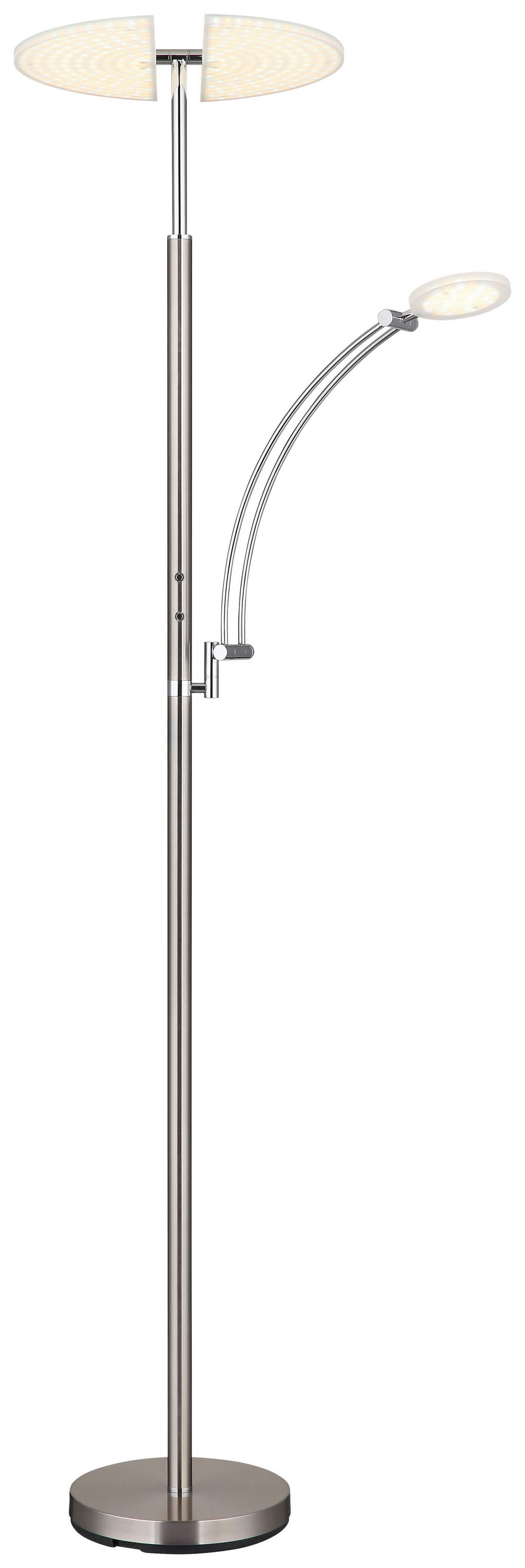 GLOBO LED-Deckenfluter nickel matt Chrom Kunststoff Metall B/H/T: ca. 80x183x40,5 cm 1 Brennstellen TIRANA - nickel matt/Chrom (80,00/183,00/40,50cm) - GLOBO