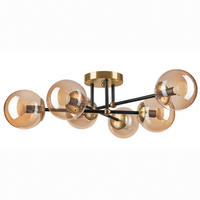 Lamkur Aufbauleuchte gold schwarz Stahl Glas B/H/L: ca. 64x20x64 cm E14 6 Brennstellen MALENA - gold/schwarz (64,00/64,00/20,00cm) - Lamkur