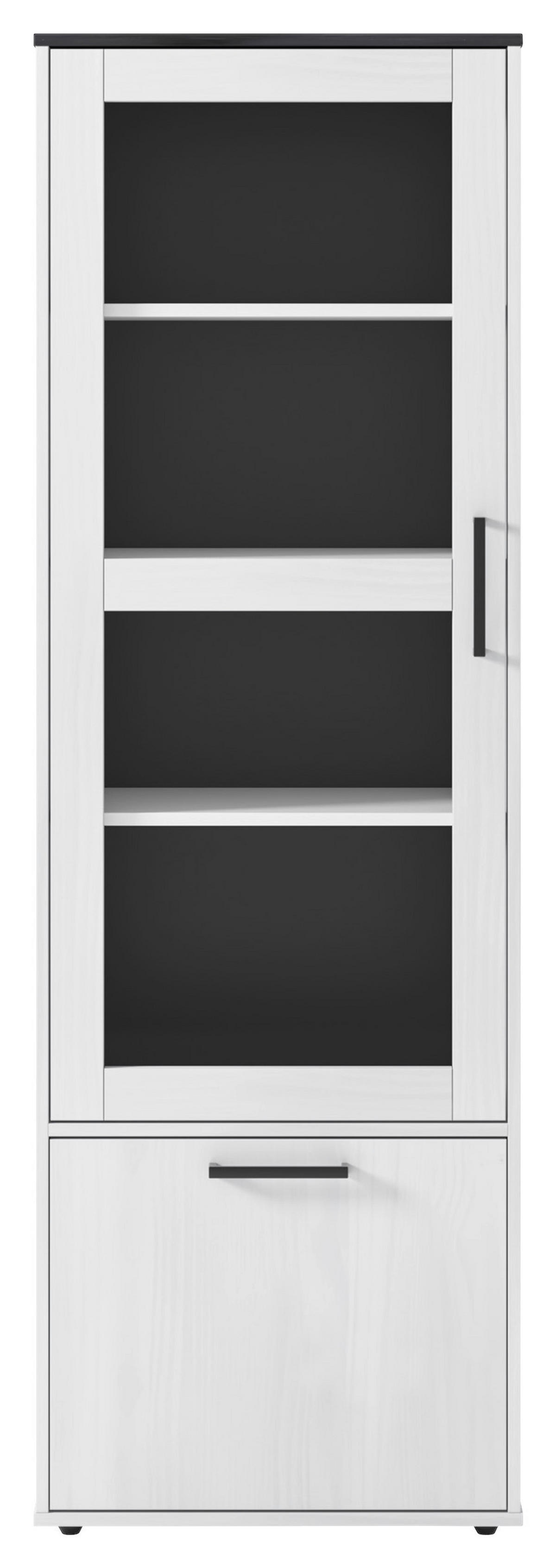 Vitrine Smart 1 Massivholz kiefer weiß schwarz B/H/T: ca. 61x189x40 cm Smart 1 Massivholz - kiefer/weiß (61,00/189,00/40,00cm)