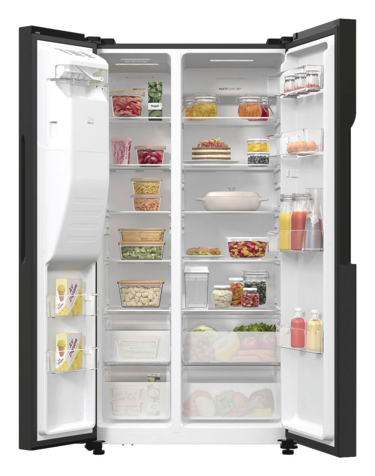 Gorenje Side-by-Side NRR9ESBXL Ice Crushed schwarz B/H/T: ca. 92x179x70 cm Side-by-Side NRR9ESBXL - schwarz (92,00/179,00/70,00cm) - Gorenje