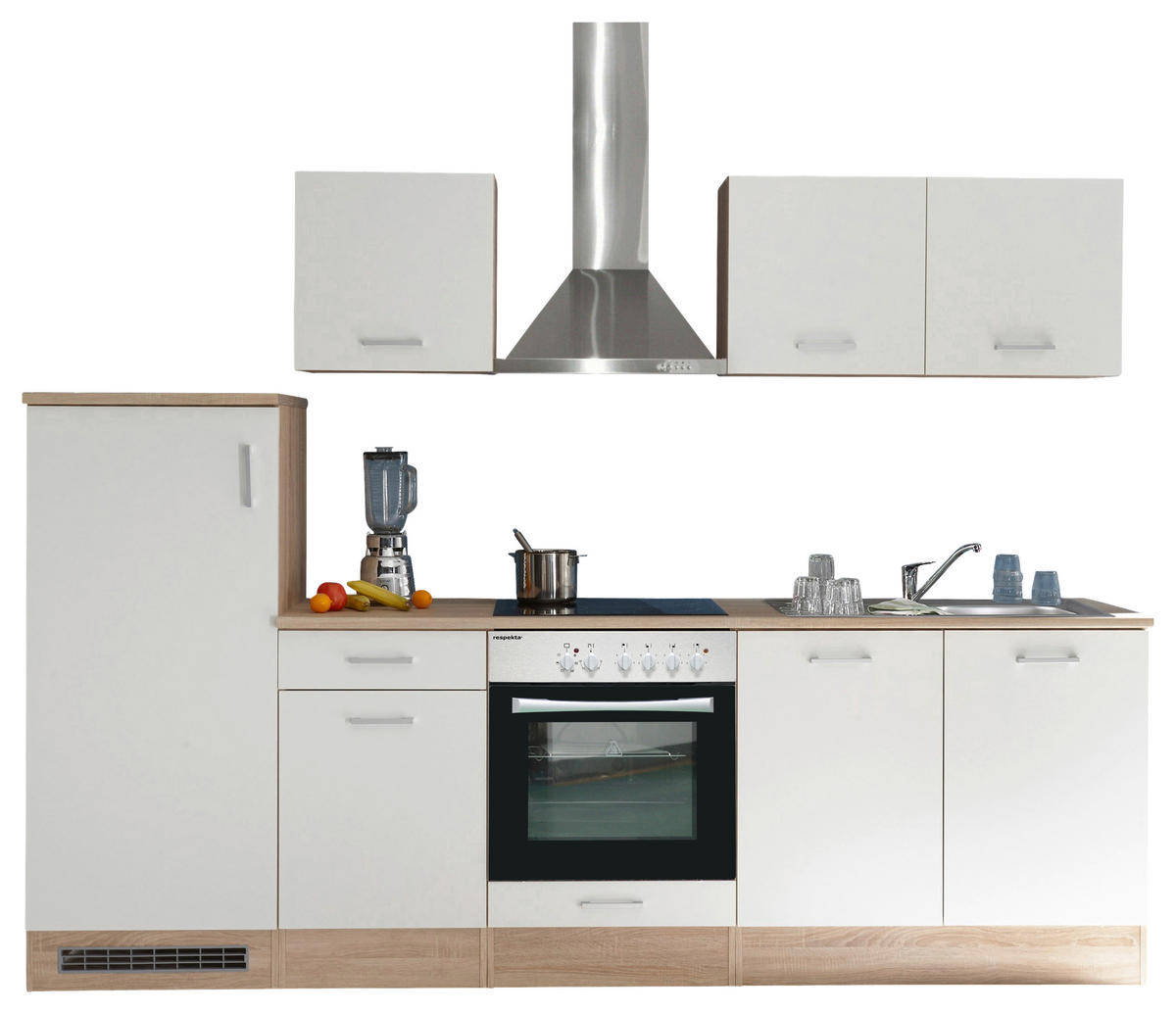 Respekta Küchenblock Economy weiß matt B/H/T: ca. 270x200x60 cm Economy - Eiche/weiß (270,00/200,00/60,00cm) - Respekta
