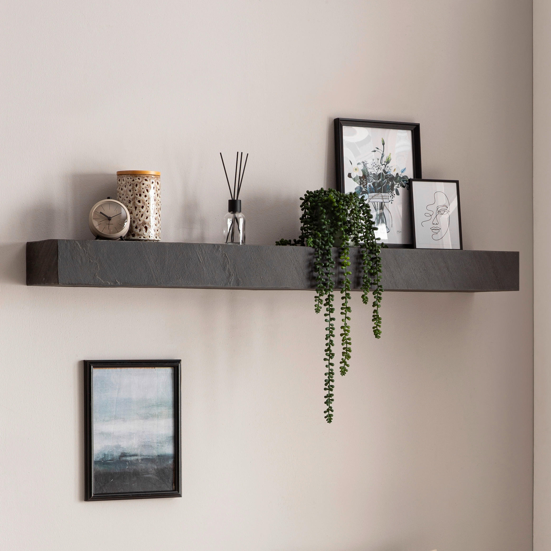 Wandregal grau B/H/T: ca. 120x10x20 cm Wandregal - grau (120,00/10,00/20,00cm) - Wohnling