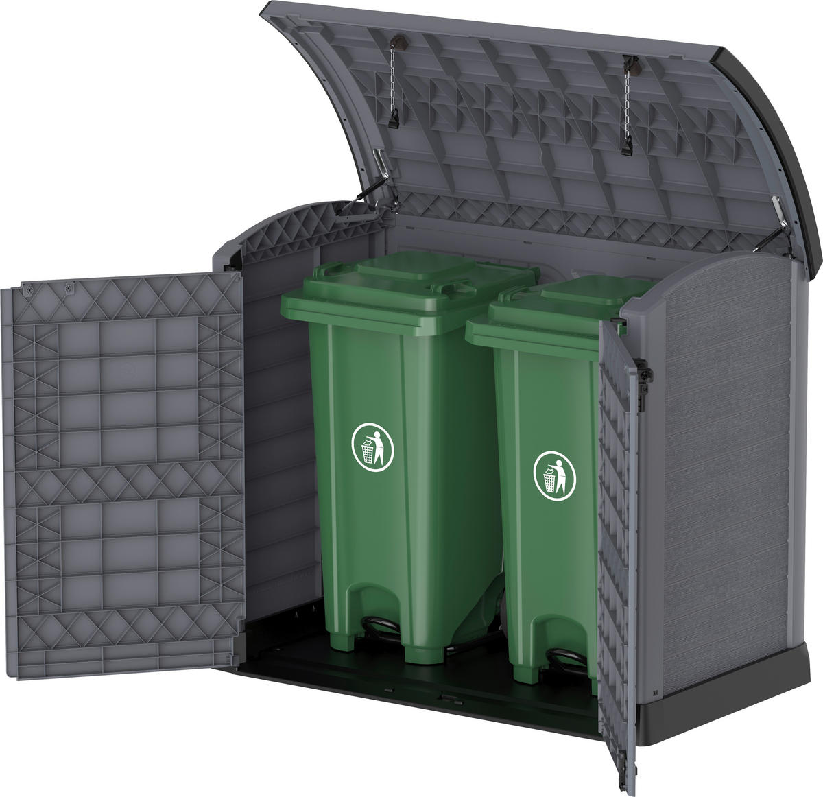 VCM Mülltonnenbox 2er StoreAway grau Kunststoff B/H/L: ca. 145x125x83 cm StoreAway - grau (83,00/145,00/125,00cm) - VCM