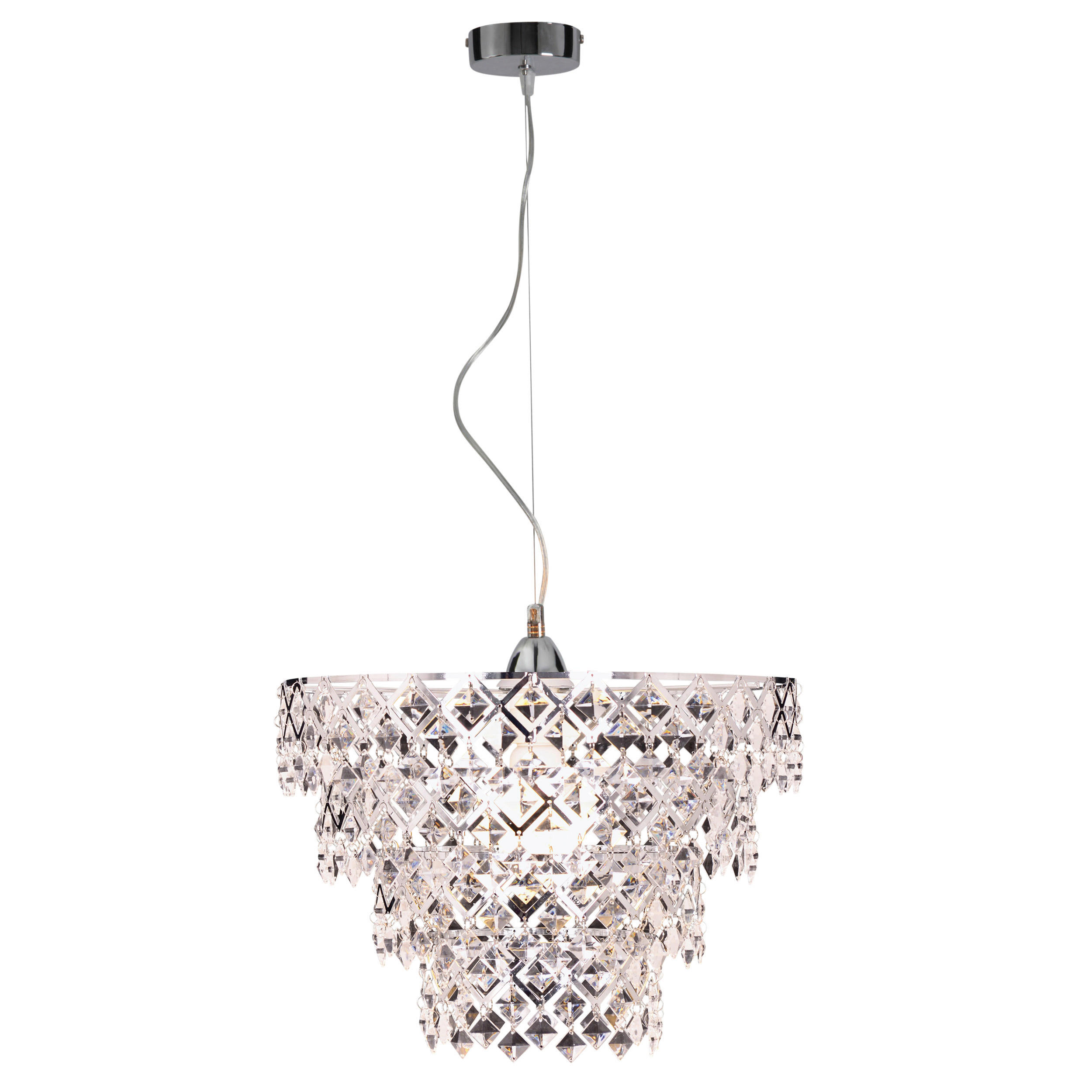Näve Leuchten Pendelleuchte NV7048942 Chrom Kunststoff Metall B/H/T: ca. 38x120x38 cm E27 1 Brennstellen Fancy - Chrom (38,00/120,00/38,00cm) - Näve Leuchten