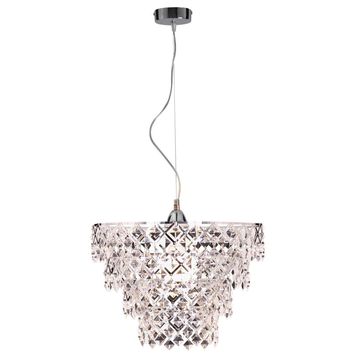 Näve Leuchten Pendelleuchte NV7048942 Chrom Kunststoff Metall B/H/T: ca. 38x120x38 cm E27 1 Brennstellen Fancy - Chrom (38,00/120,00/38,00cm) - Näve Leuchten