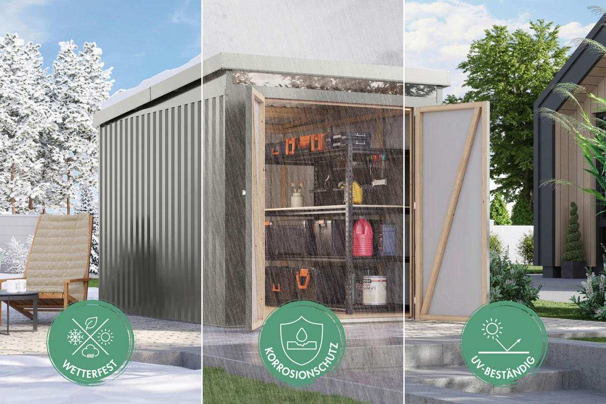 Karibu Gartenhaus Indra 3,5 anthrazit B/H/T: ca. 289x213x289 cm Indra 3,5 - anthrazit (289,00/213,00/289,00cm) - Karibu