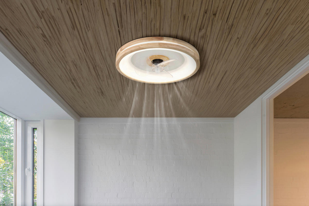 GLOBO Deckenventilator Opal weiß dunkelbraun H/D: ca. 12,5x50 cm max. 30 W GATIAN - dunkelbraun/weiß (50,00/12,50cm) - GLOBO