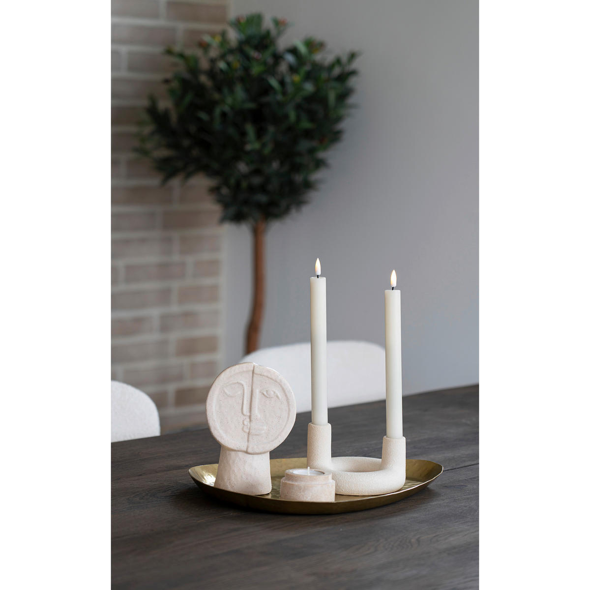 Kerzenhalter Candle beige Keramik B/H/L: ca. 13x8,5x13 cm Candle - beige (13,00/13,00/8,50cm)