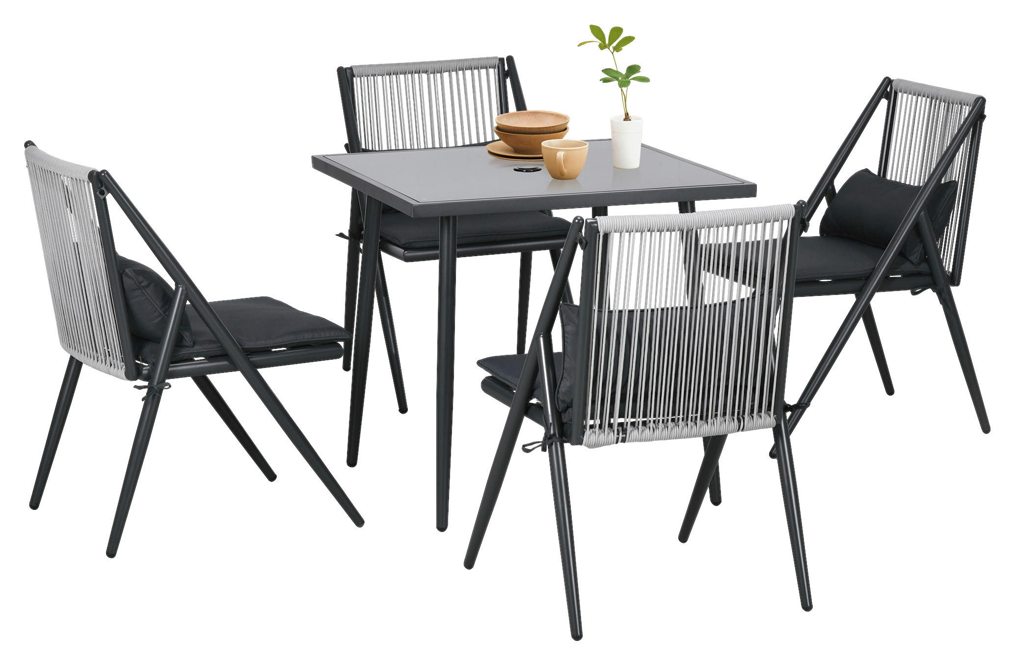 Outsunny Sitzgruppe dunkelgrau Aluminium B/H/L: ca. 80x80x75 cm Sitzgruppe - dunkelgrau (75,00/80,00/80,00cm) - Outsunny