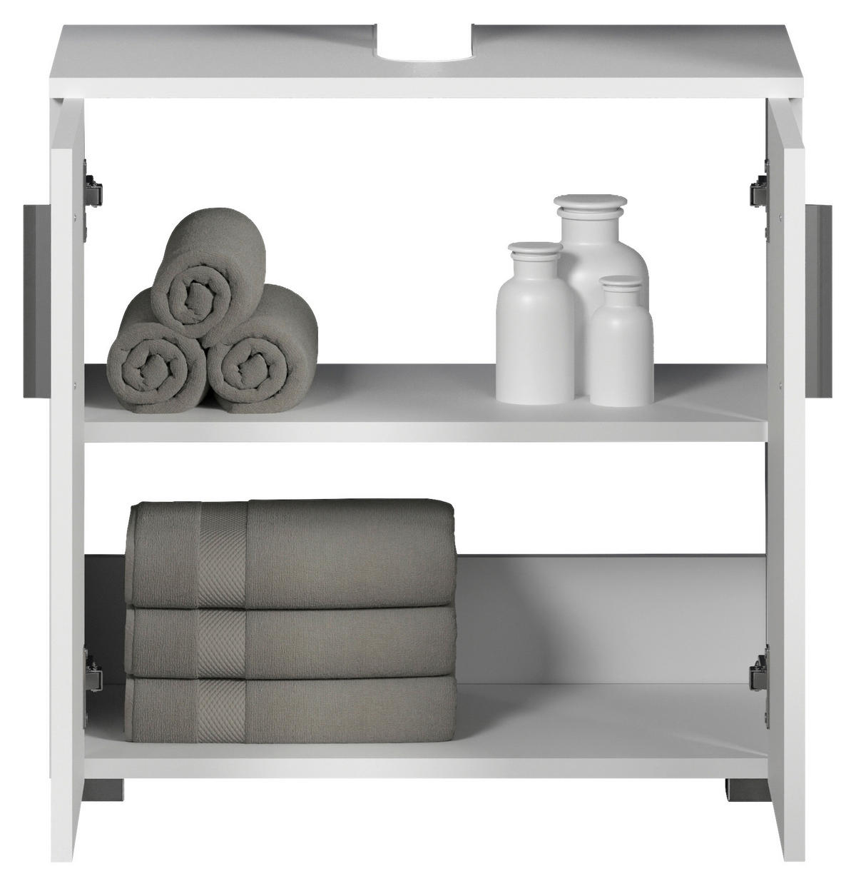 Waschbeckenunterschrank Wons weiß Hochglanz weiß matt B/H/T: ca. 60x58x34 cm Wons - weiß (60,00/58,00/34,00cm) - Trendteam