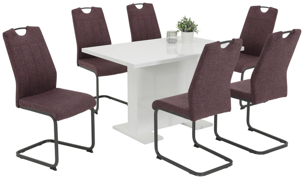 Stuhl 4er Set BRITTA wilde Beere grau Microfaser Metall B/H/T: ca. 44x100x59 cm 4er Set BRITTA - wilde Beere/grau (44,00/100,00/59,00cm) - Hela