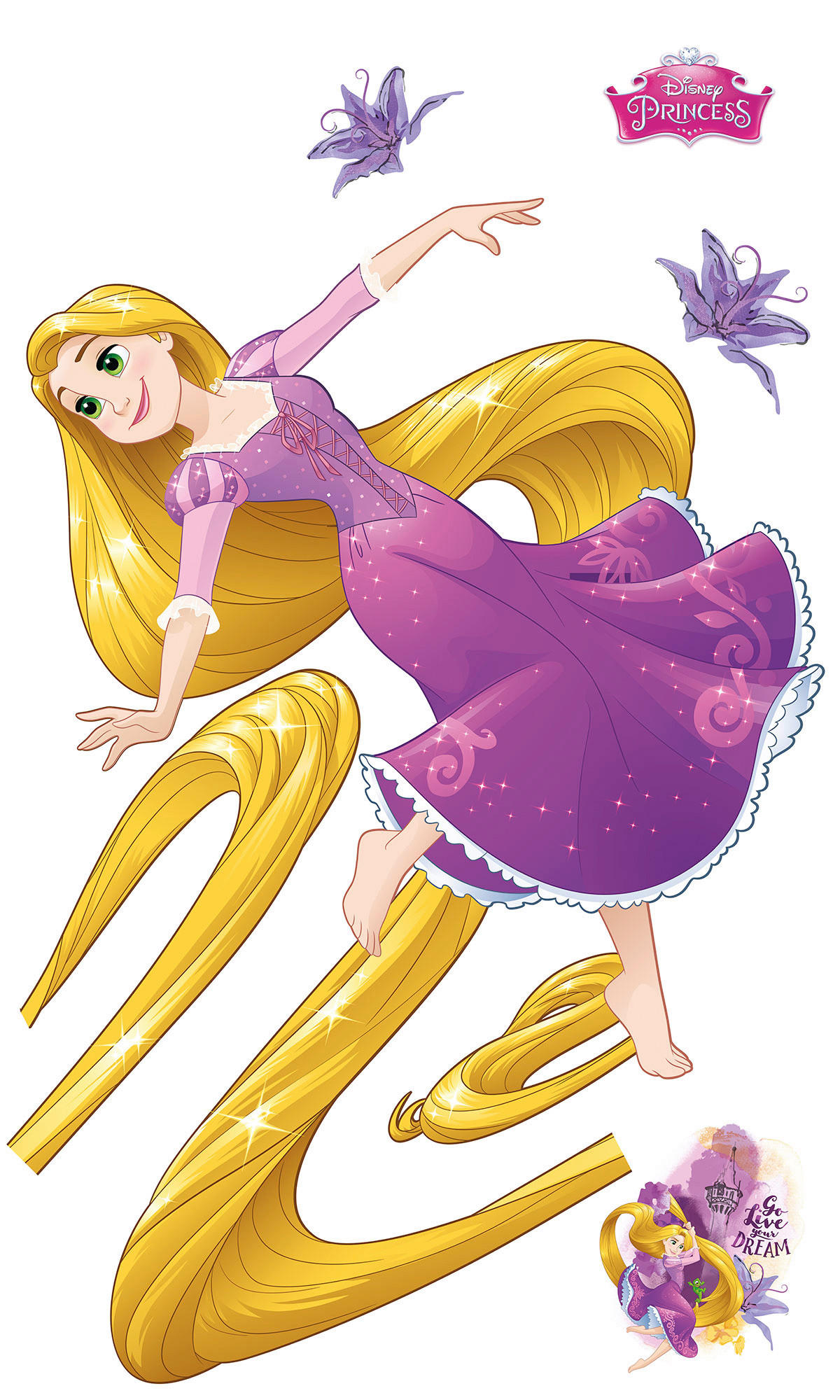 Disney Wandtattoo Rapunzel Violett und Gelb 127 x 200 cm 612436 günstig online kaufen