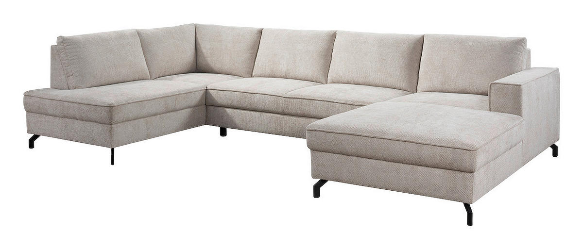 Wohnlandschaft Santorin Greige Microfaser B/H/T: ca. 349x88x197 cm Santorin - Greige/schwarz (349,00/88,00/197,00cm)
