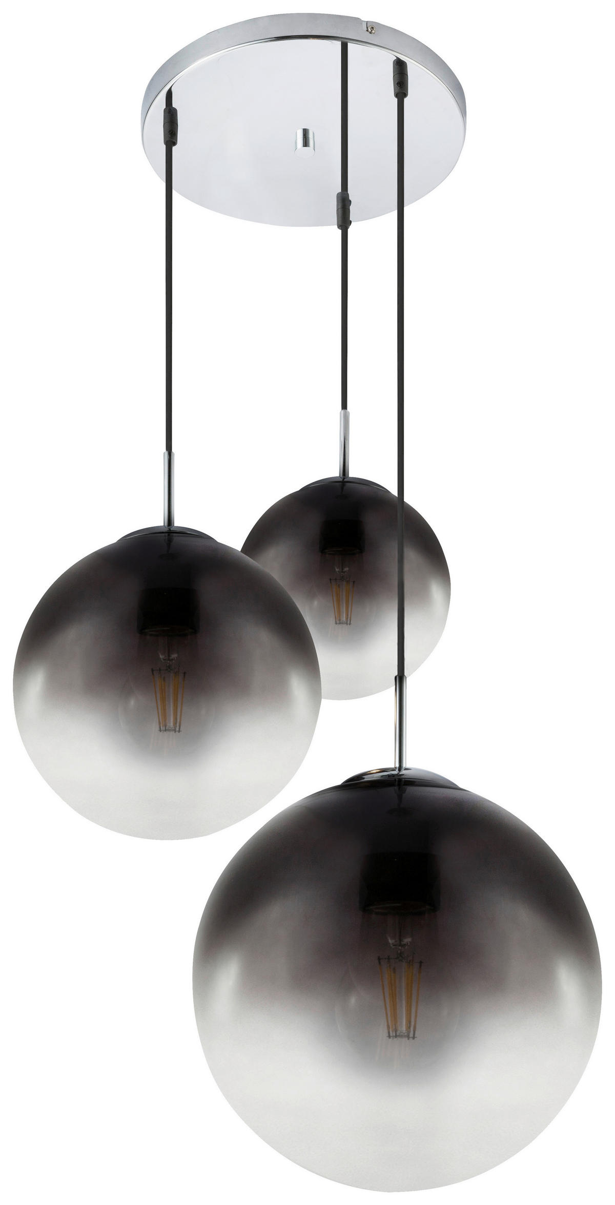 GLOBO Pendelleuchte 15861-3 Chrom Rauchglas H/D: ca. 120x51 cm E27 3 Brennstellen Pendelleuchte_Varus chrom/rauch - Chrom (51,00/120,00cm) - GLOBO