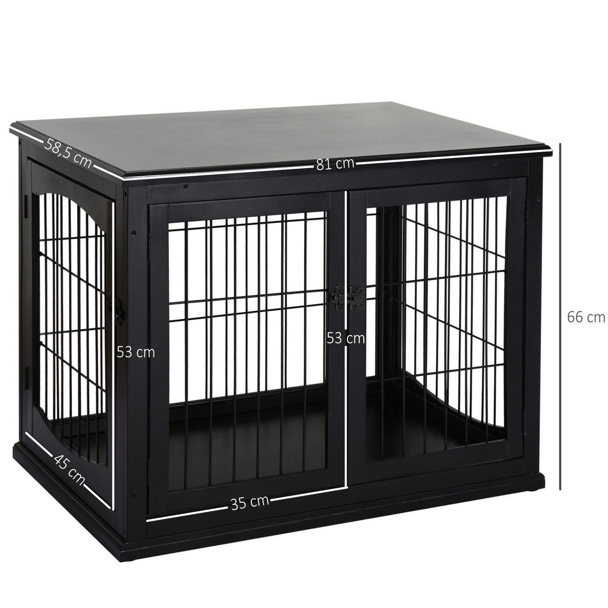 PawHut Hundekäfig schwarz MDF B/H/T: ca. 81x66x59 cm Hundekäfig - schwarz (81,00/66,00/59,00cm) - PawHut