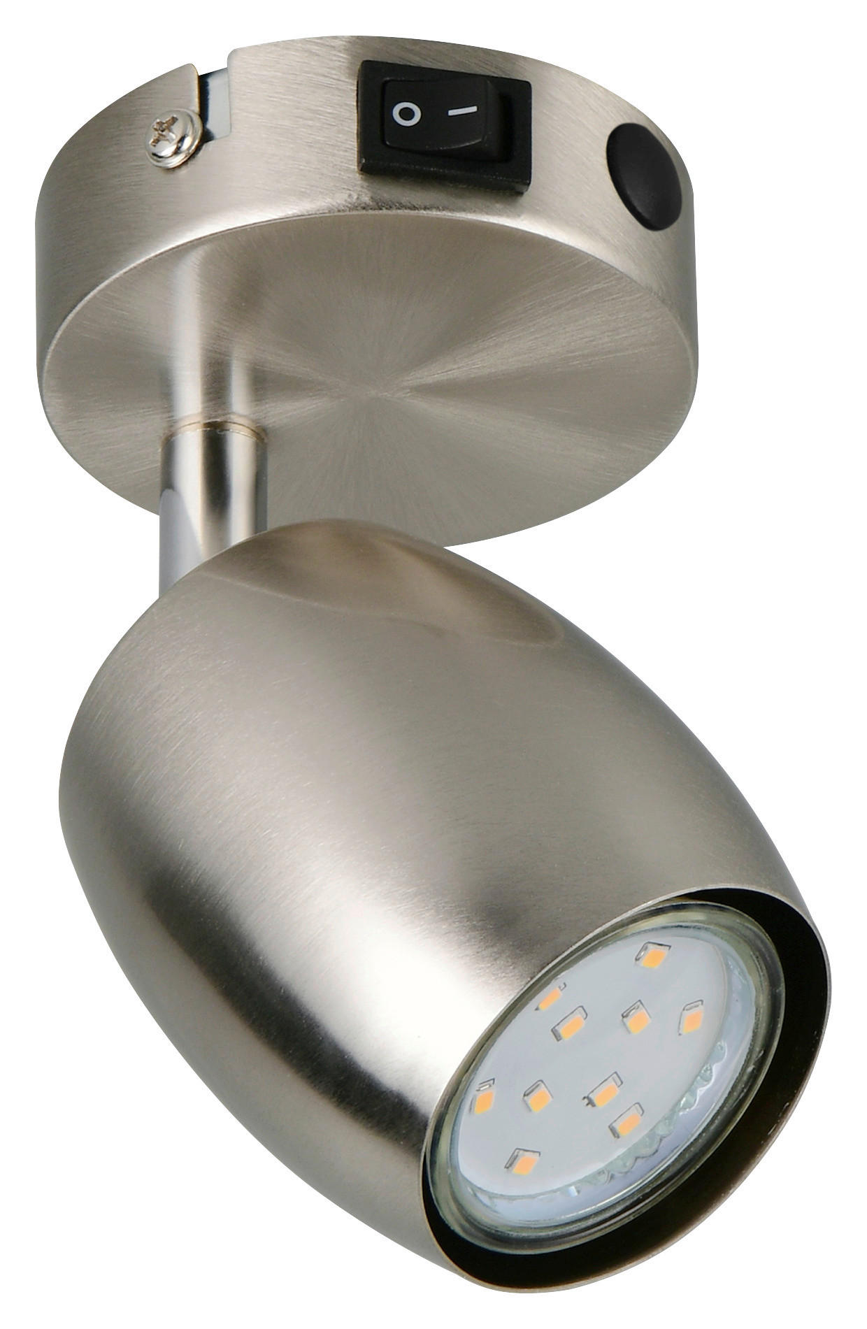 Reality Leuchten Spots nickel matt Metall B/H/L: ca. 9,5x14x8 cm GU10 1 Brennstellen Spot_Nancy_1 - nickel matt (8,00/9,50/14,00cm) - Reality Leuchten