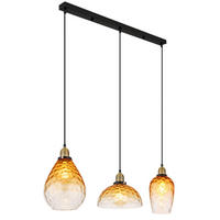 GLOBO Pendelleuchte klar schwarz Metall B/H/T: ca. 25x120x91 cm E27 3 Brennstellen SALVY - klar/schwarz (25,00/120,00/91,00cm) - GLOBO