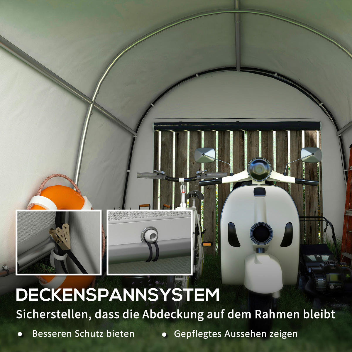 Outsunny Gartenhaus grau B/H/L: ca. 300x300x235 cm Gerätehaus - grau (235,00/300,00/300,00cm) - Outsunny