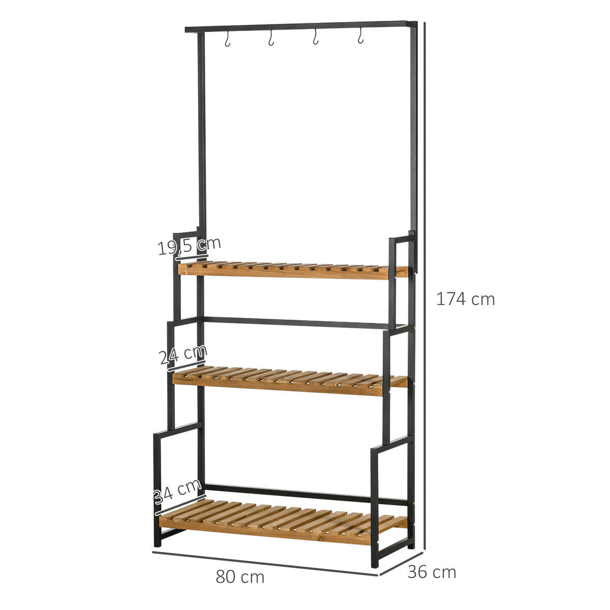 Outsunny Blumenständer natur Holz B/H/L: ca. 36x174x80 cm Blumenständer - natur/schwarz (80,00/36,00/174,00cm) - Outsunny