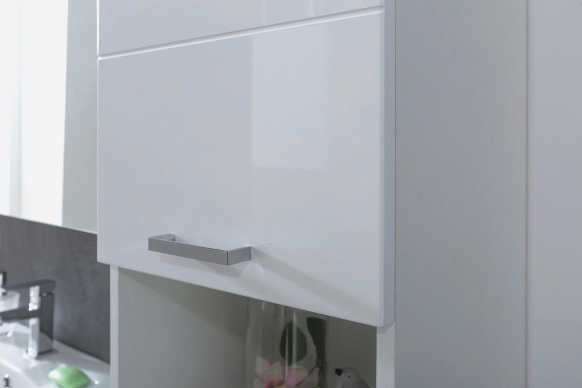 Badhochschrank Praya Dark Concret Nachbildung weiß Hochglanz B/H/T: ca. 36x190x32 cm Praya - weiß (36,00/190,00/32,00cm)