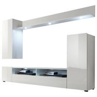Wohnwand Dos weiß Hochglanz B/H/T: ca. 208x165x33 cm Dos - weiß (208,00/165,00/33,00cm) - Trendteam