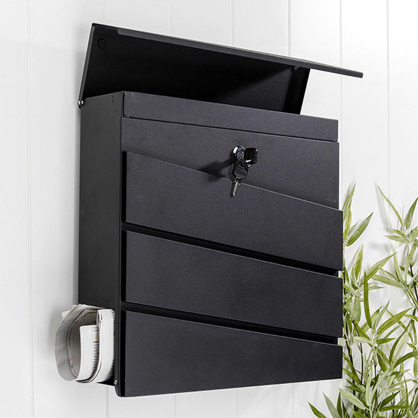 Briefkasten schwarz B/H/T: ca. 37x37x10,5 cm Briefkasten - schwarz (37,00/37,00/10,50cm)