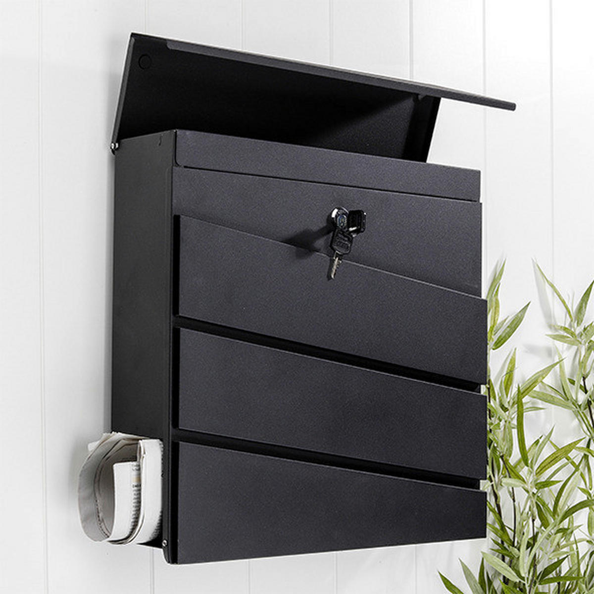 Briefkasten schwarz B/H/T: ca. 37x37x10,5 cm Briefkasten - schwarz (37,00/37,00/10,50cm)