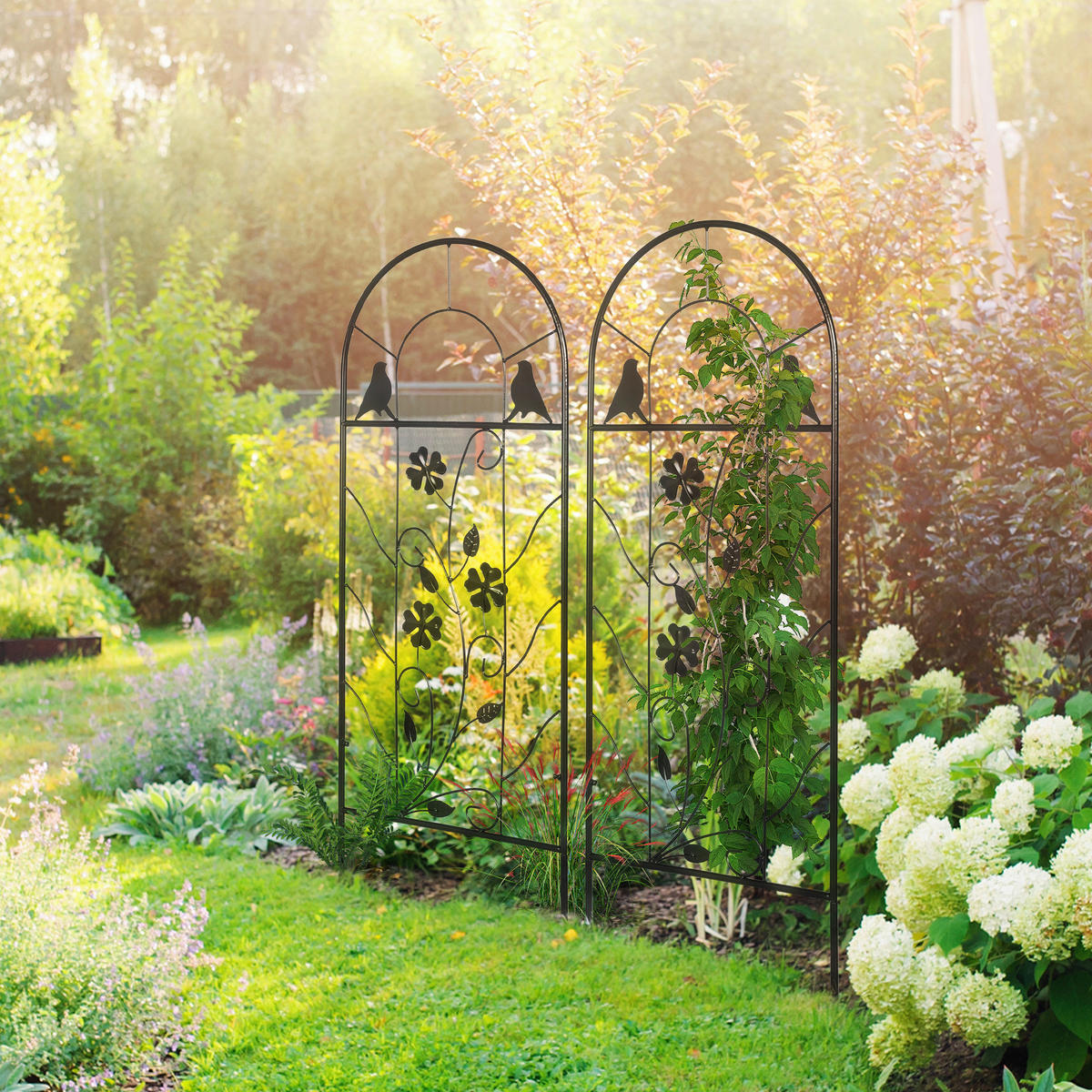 Outsunny Rankhilfe 2-teilig schwarz B/H/L: ca. 0,8x98x38 cm Rankhilfe_2-teilig - schwarz (38,00/0,80/98,00cm) - Outsunny