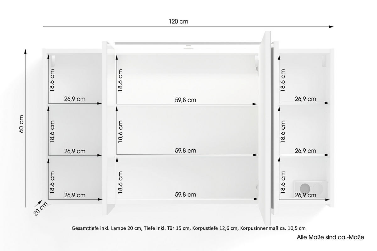 Spiegelschrank SPREE anthrazit B/H/T: ca. 120x60x15 cm SPREE - anthrazit (120,00/60,00/15,00cm) - byLIVING