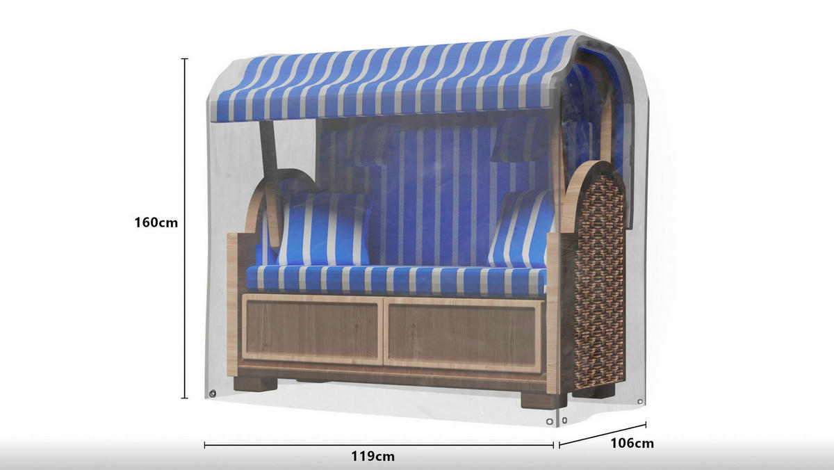 Grasekamp Schutzhülle für Strandkorb L transparent Kunststoff B/H/L: ca. 106x160x119 cm L - transparent (119,00/106,00/160,00cm) - Grasekamp