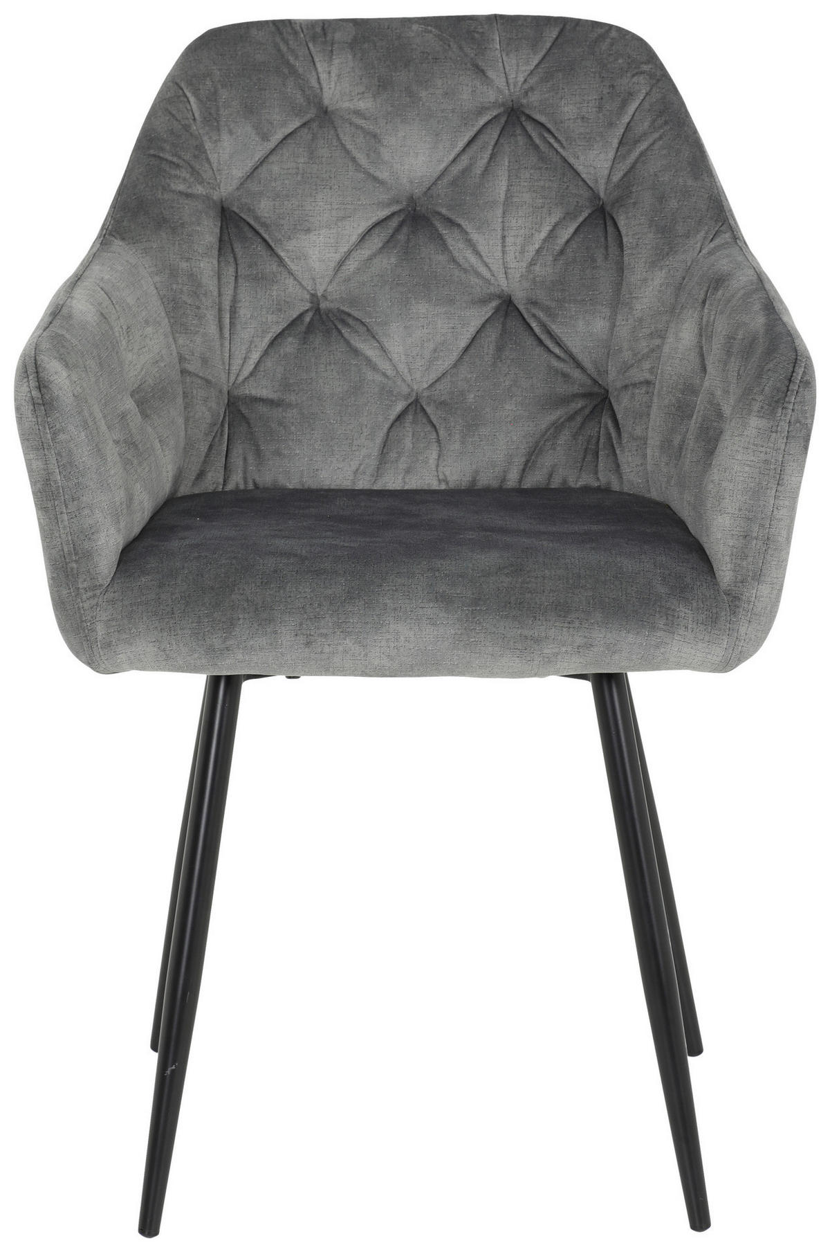 Stuhl Tina 2er Set grau Vintage Samtoptik B/H/T: ca. 56x81x62 cm Tina 2er Set - schwarz/grau (56,00/81,00/62,00cm) - Hela