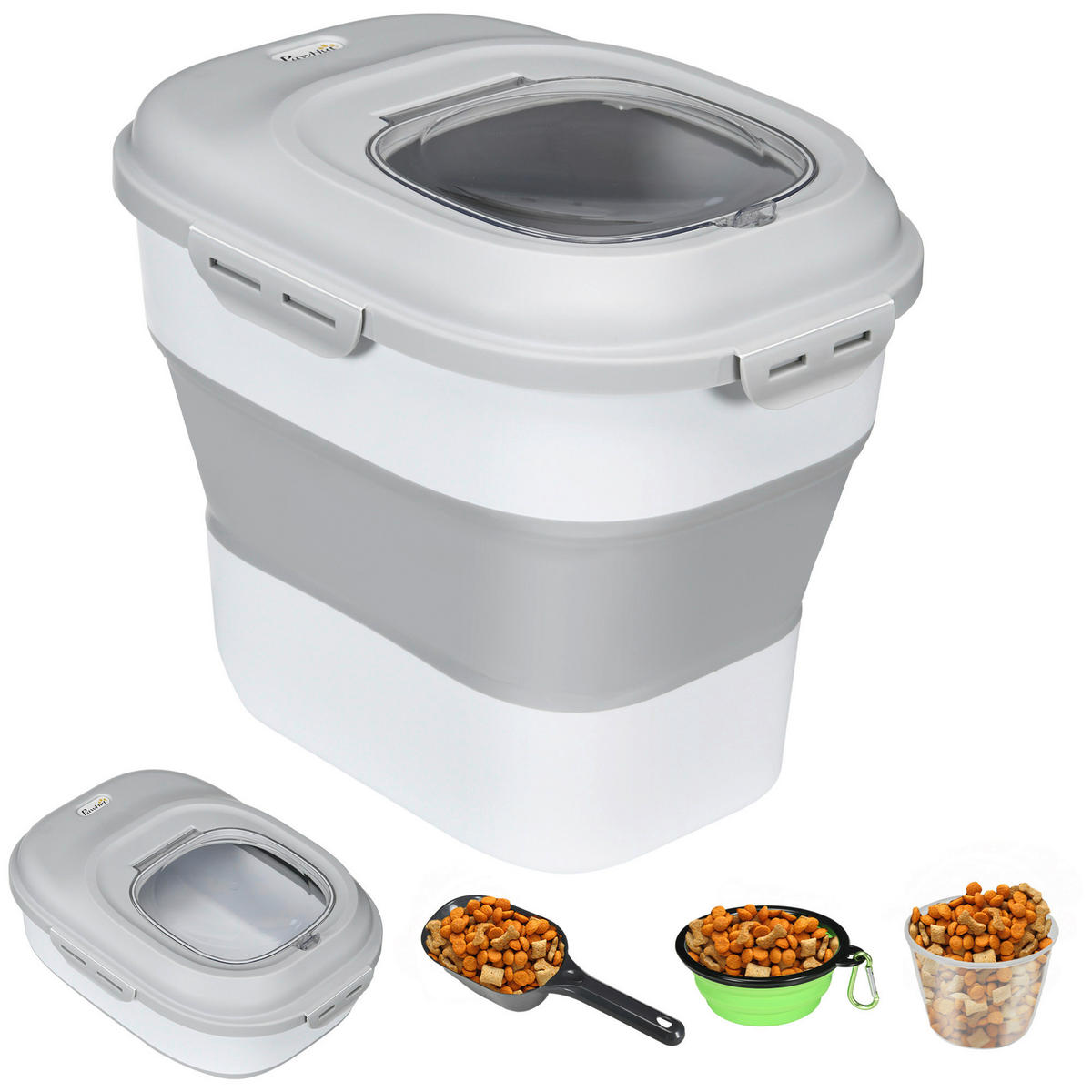 PawHut Hundefutter-Box grau B/H/L: ca. 32x37x44 cm Hundefutter-Box - grau (44,00/32,00/37,00cm) - PawHut