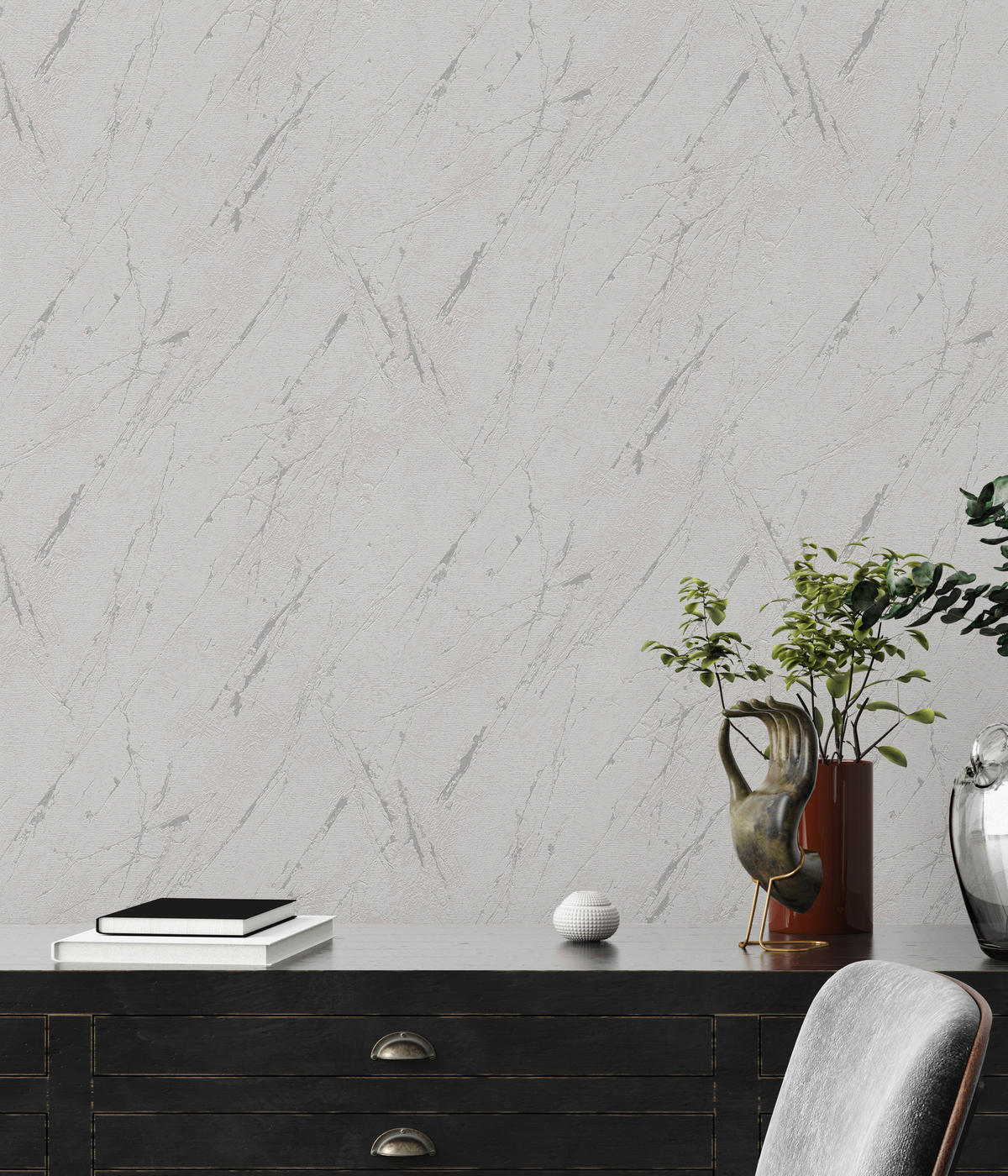 Vliestapete Marmor grau silber B/L: ca. 53x1005 cm Vliestapete_393361 - silber/grau (53,00/1005,00cm)