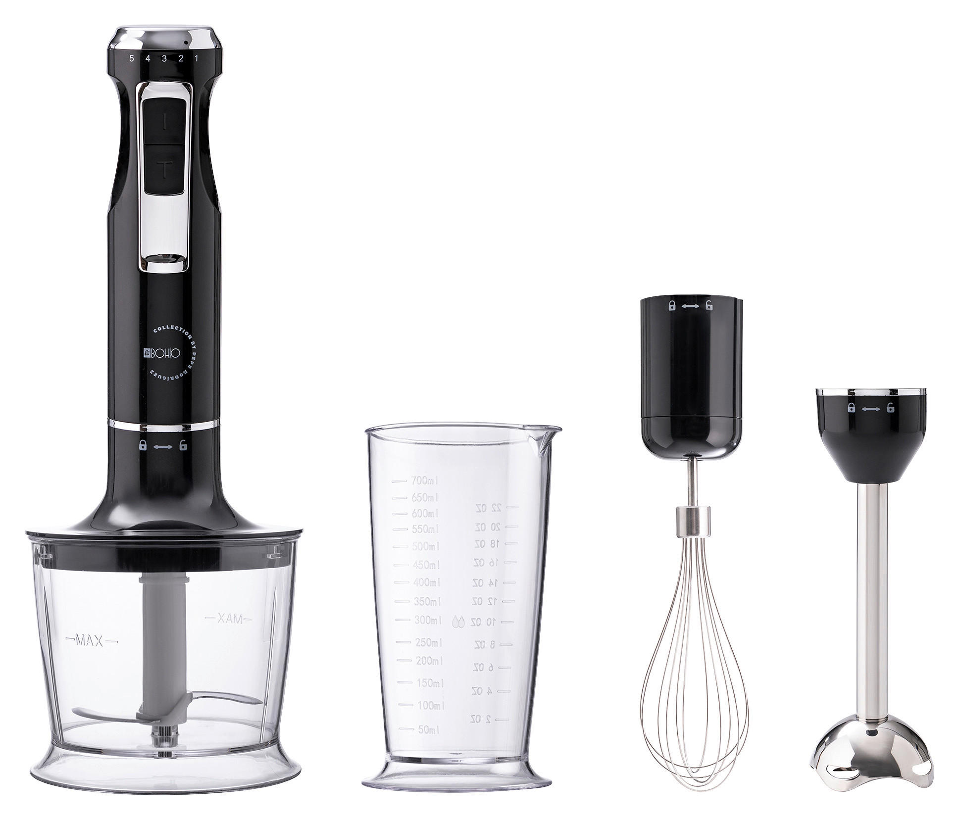 BERGNER Stabmixerset schwarz silber Edelstahl EL BOHIO - schwarz/silber - BERGNER