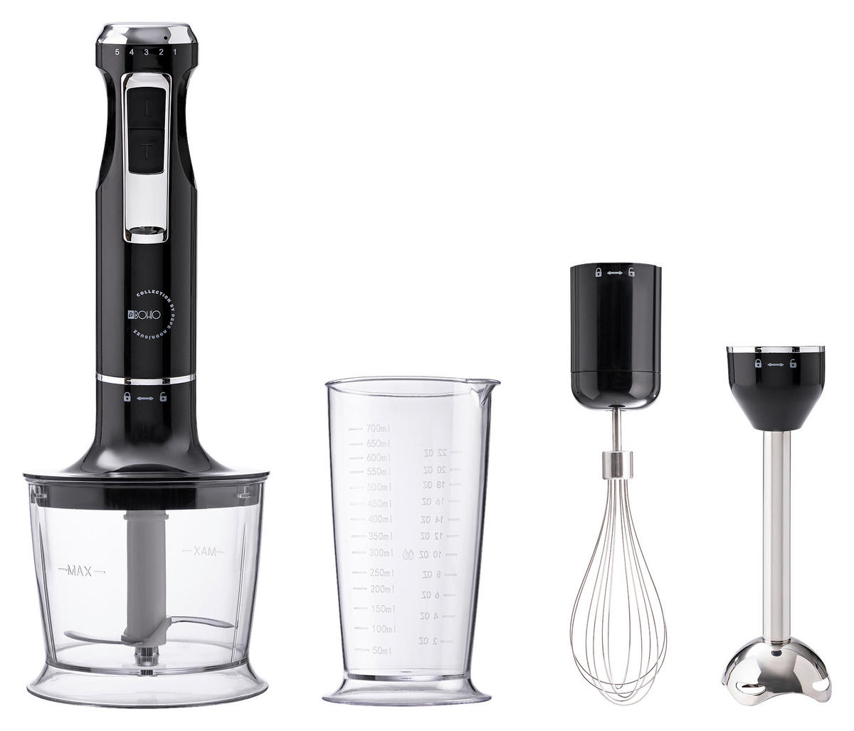 BERGNER Stabmixerset schwarz silber Edelstahl EL BOHIO - schwarz/silber - BERGNER