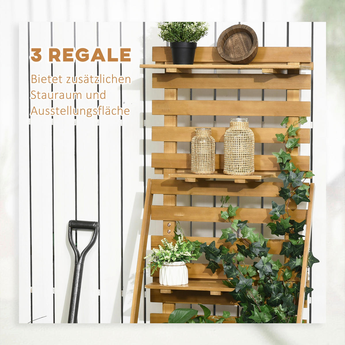 Outsunny Gartenbeet mit Rankgitter B/H/L: ca. 39x160x63 cm Gartenbeet_mit_Rankgitter - braun (63,00/39,00/160,00cm) - Outsunny