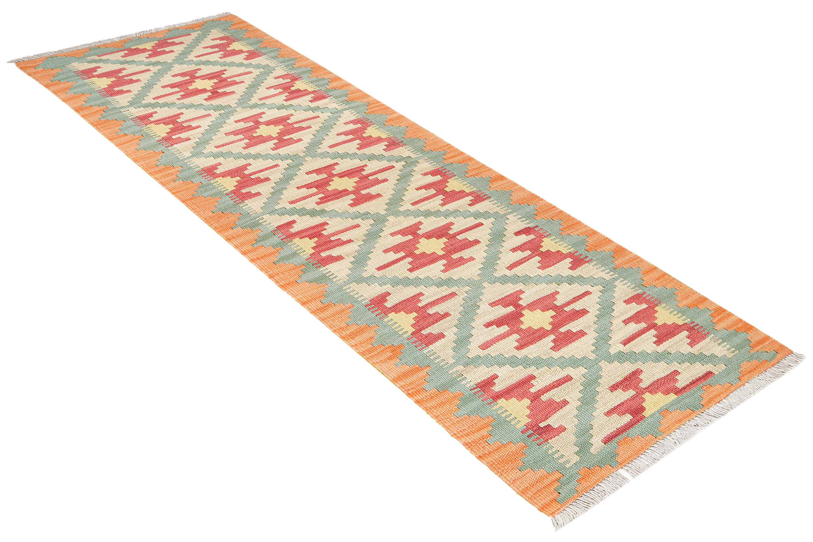 PersaTepp Teppich Kelim Gashgai grün B/H/L: ca. 63x1x201 cm Kelim Gashgai - beige/grün (201,00/63,00/1,00cm) - PersaTepp